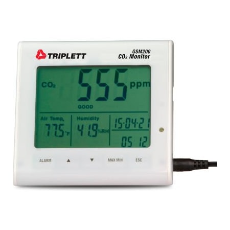 Jewell Instruments Paper Triplett Desktop Indoor Air Quality Carbon Dioxide Monitor, Back Lighted LCD Display GSM200
